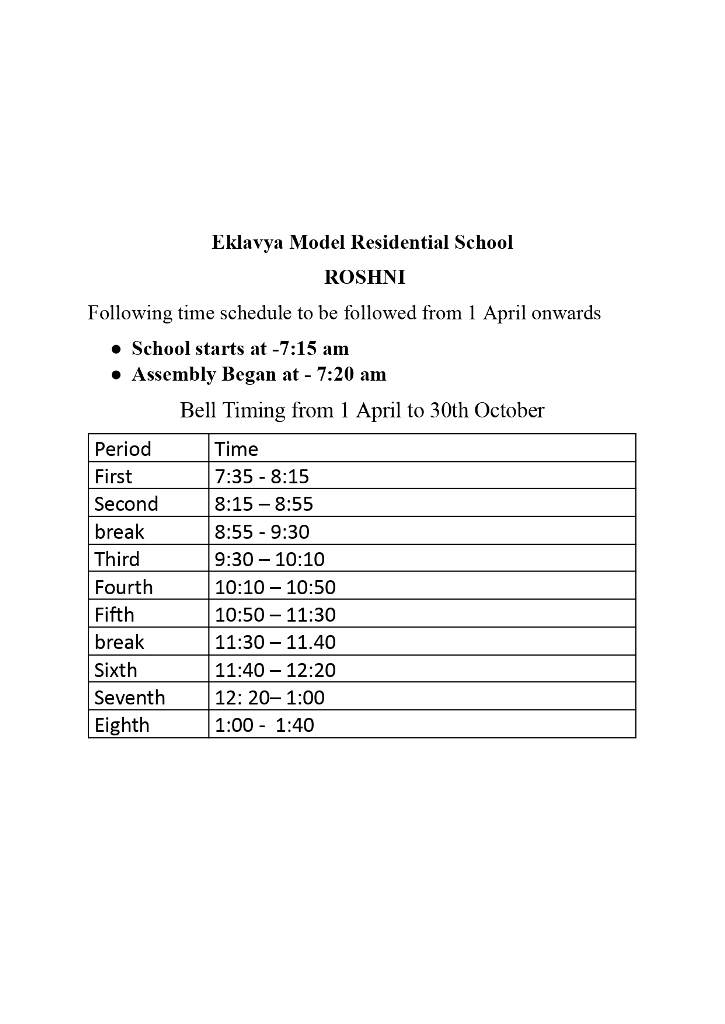 School Timings